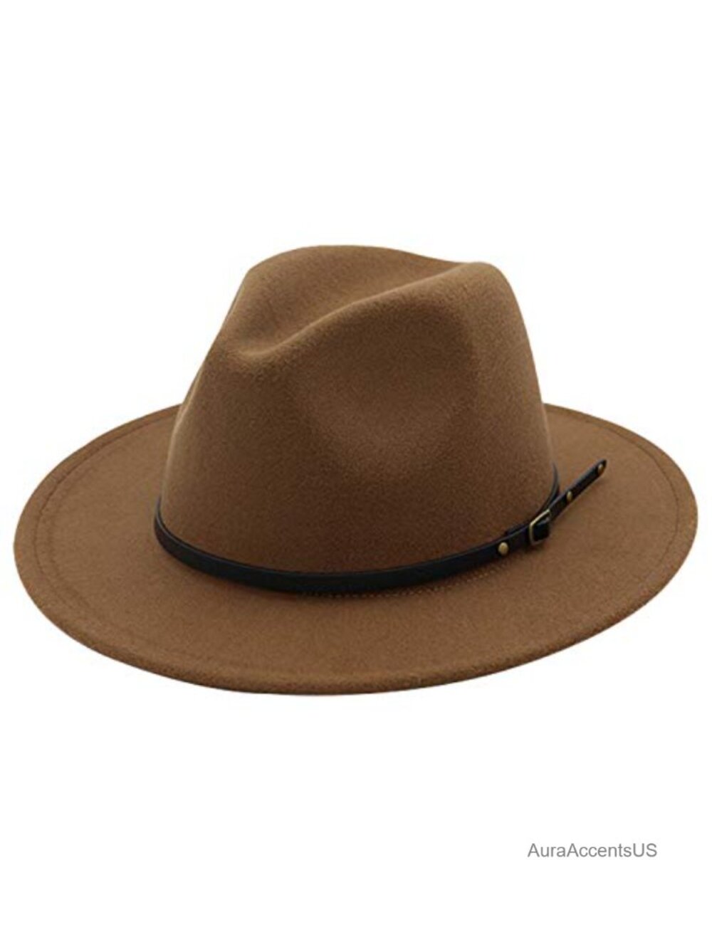 Wool Felt Fedora Hat Wide Brim Panama Adjustable Belt Buckle